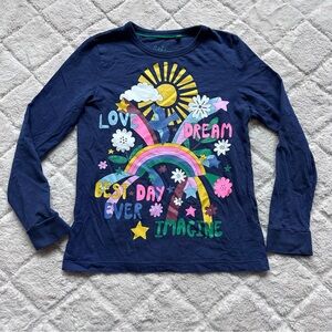Boden | "Love Dream Imagine Best Day Ever" Long Sleeve Graphic Tee | Size 11-12Y